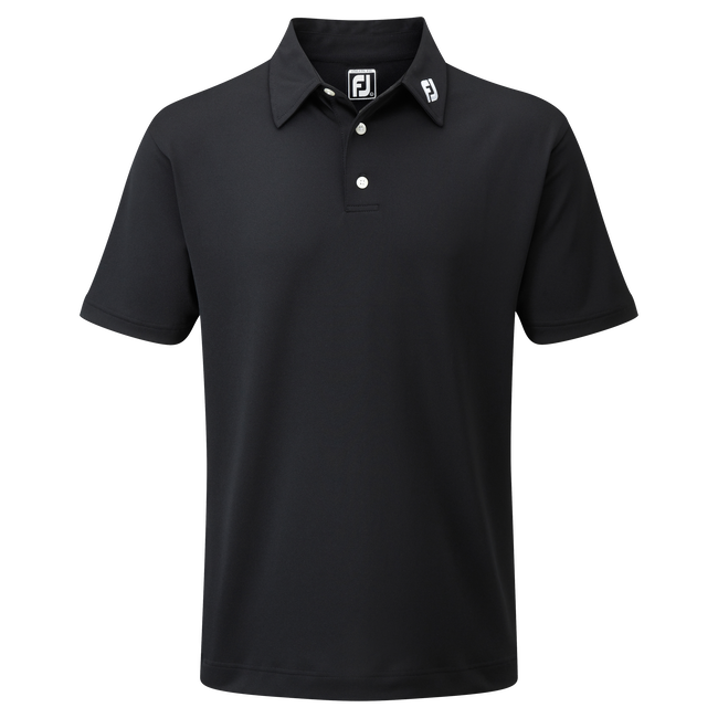 FootJoy Stretch Solid Pique Plain Golf Shirt - Black