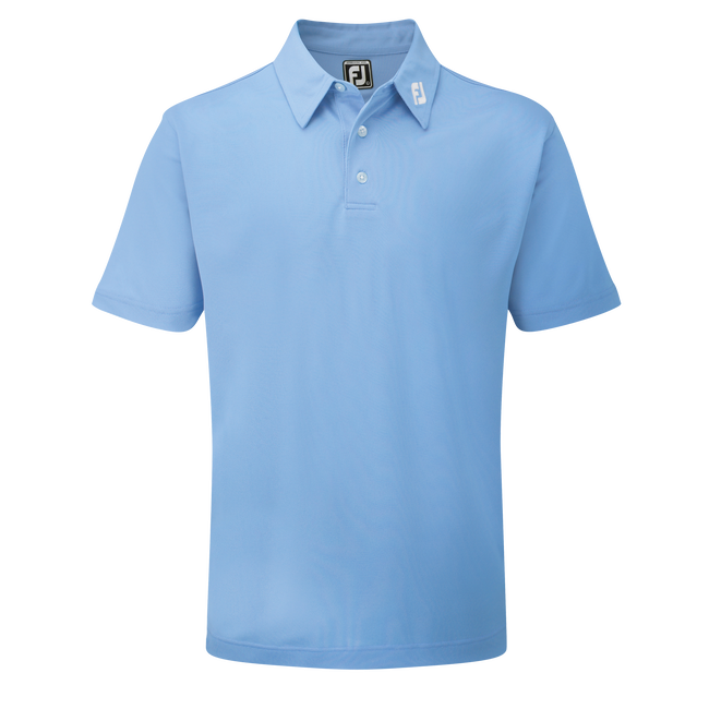 FootJoy Stretch Solid Pique Plain Golf Shirt - Light blue