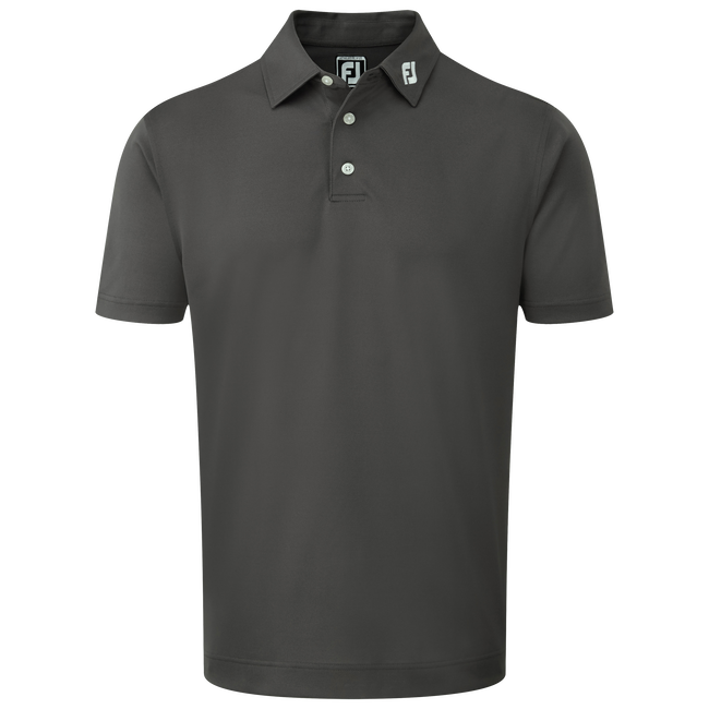 FootJoy Stretch Solid Pique Plain Golf Shirt - Charcoal