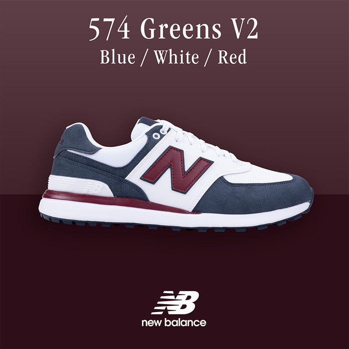 New Balance 574 Greens V2 Men's Spikeless Golf Shoes - Blue/White/Red
