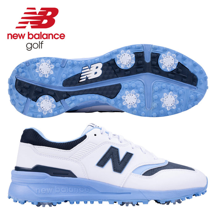 New Balance Men's 997 Spiked Golf Shoes - White/Blue