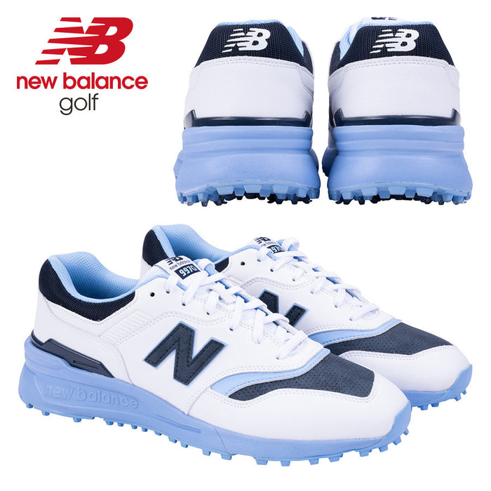 New Balance Men's 997 Spiked Golf Shoes - White/Blue