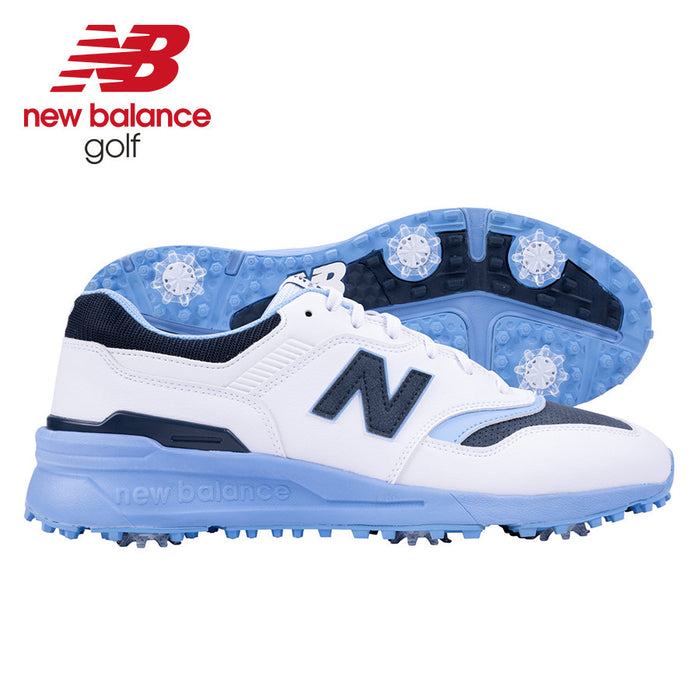 New Balance Men's 997 Spiked Golf Shoes - White/Blue