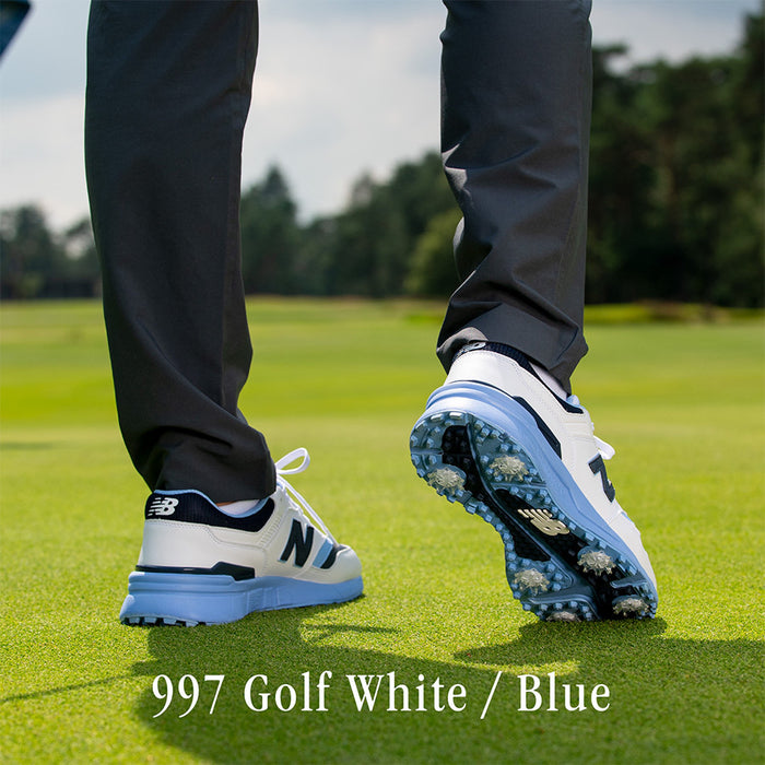 New Balance Men's 997 Spiked Golf Shoes - White/Blue
