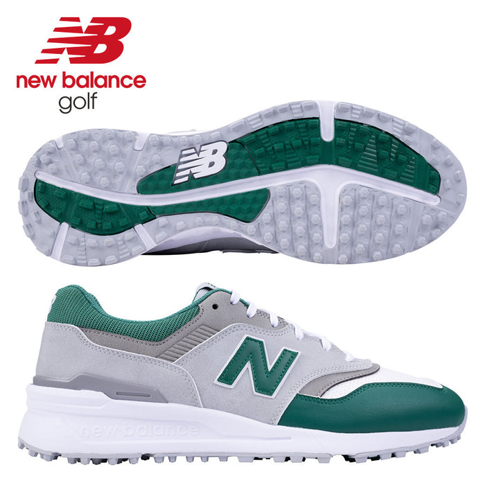 New Balance Men's 997 SL Spikeless Golf Shoes - Grey/Green 2025
