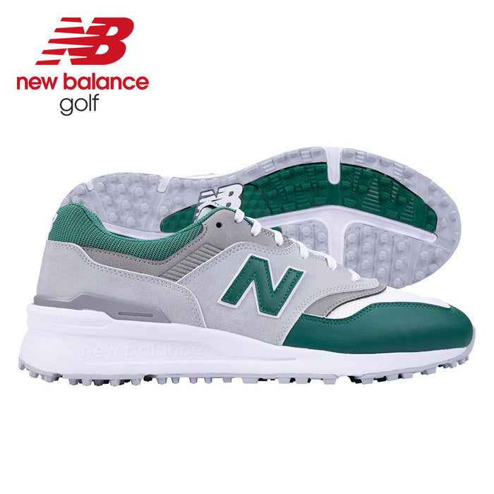 New Balance Men's 997 SL Spikeless Golf Shoes - Grey/Green 2025