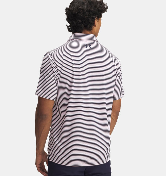 Under Armour Playoff 3.0 Stripe Golf Polo Shirt - Prime Pink/Midnight Navy