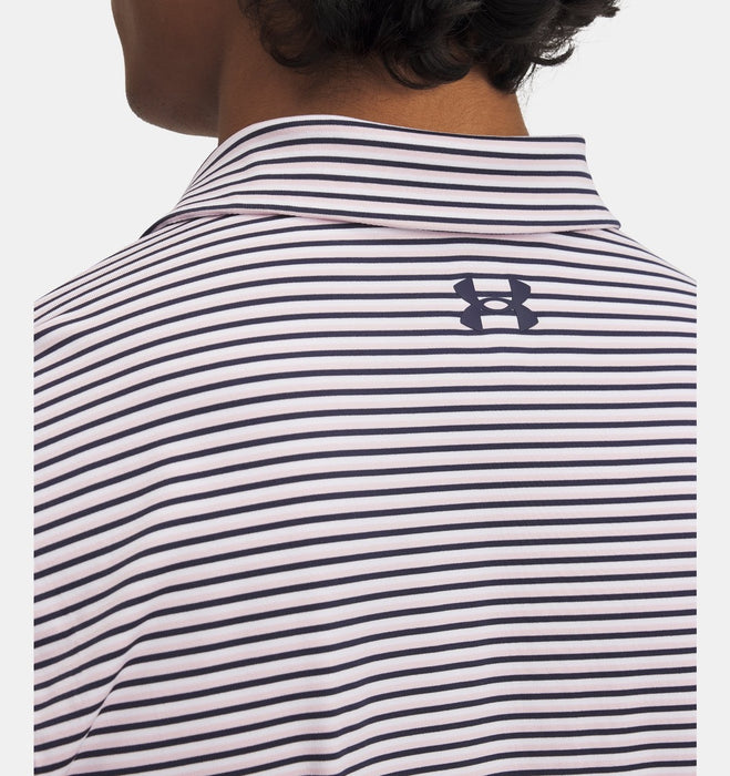 Under Armour Playoff 3.0 Stripe Golf Polo Shirt - Prime Pink/Midnight Navy