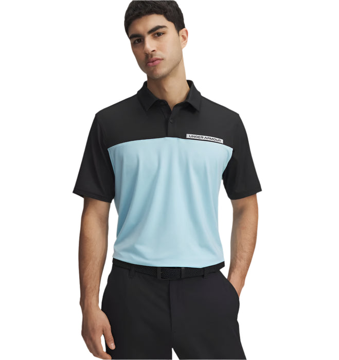 Under Armour T2G Colour Block Polo Golf Shirt - Black/Stream