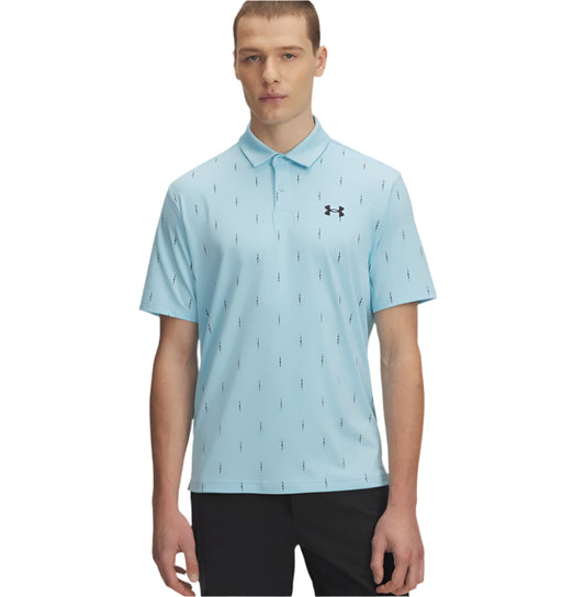 Under Armour T2G Printed Polo Golf Shirt - Stream/Black Deuces Dash