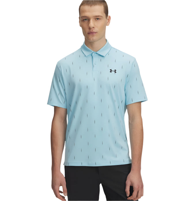 Under Armour T2G Printed Polo Golf Shirt - Stream/Black Deuces Dash
