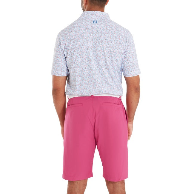 FootJoy Gamer Print Pique Golf Polo Shirt - White / Air Blue / High Tide / Magenta