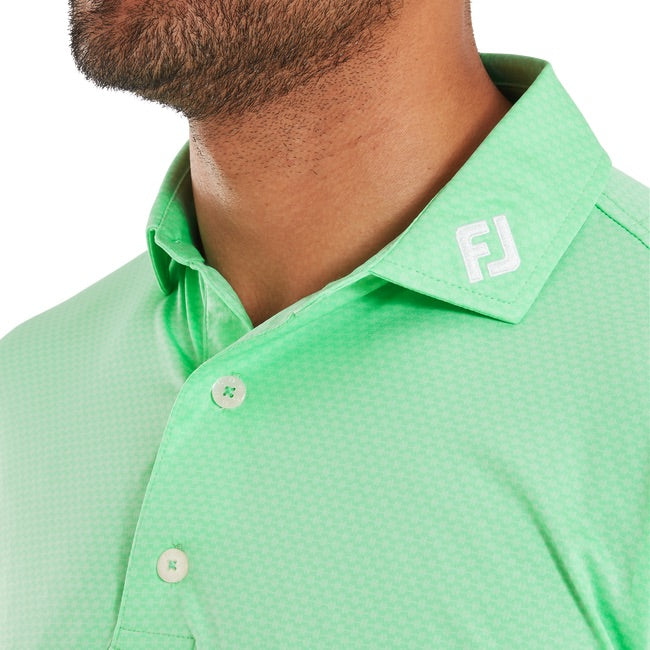 FootJoy Abax Print Lisle Golf Polo Shirt - Seafoam