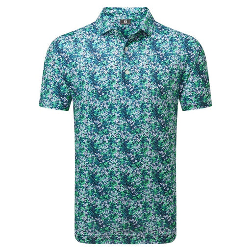 FootJoy Garden Print Lisle Golf Polo Shirt - Navy