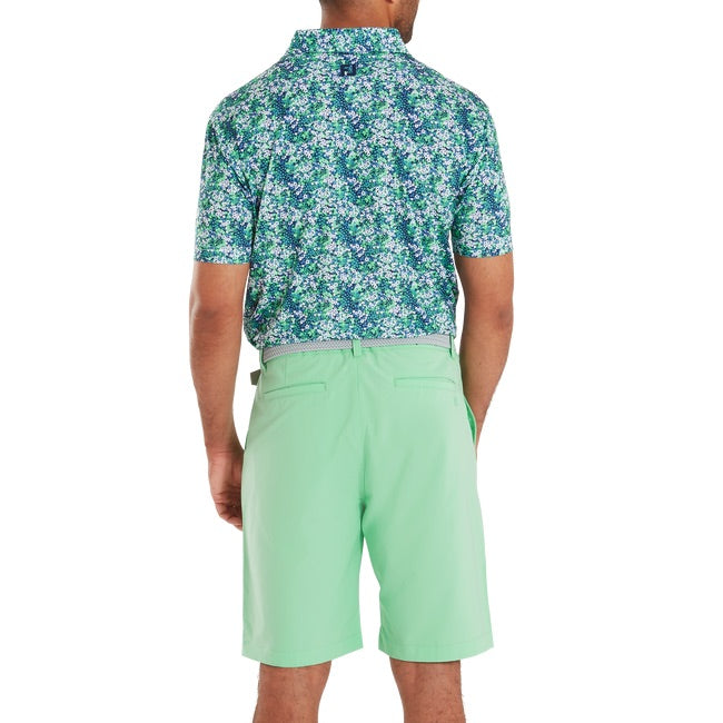 FootJoy Garden Print Lisle Golf Polo Shirt - Navy
