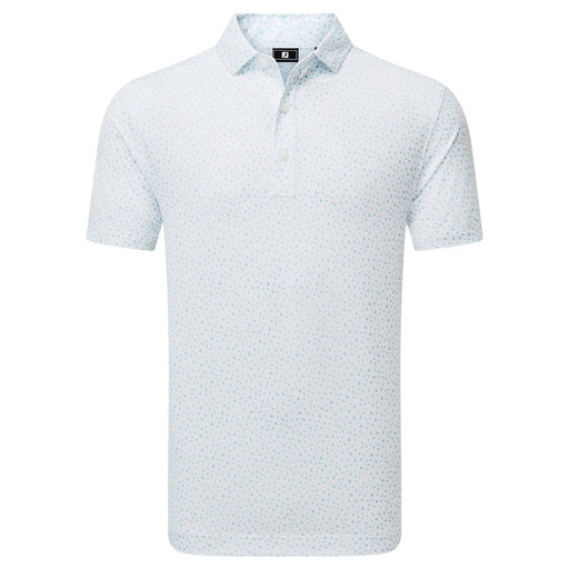 FootJoy Bird Print Lisle Golf Polo Shirt - White/Air Blue