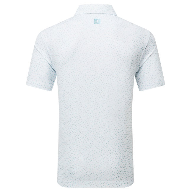 FootJoy Bird Print Lisle Golf Polo Shirt - White/Air Blue