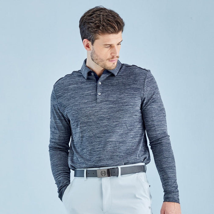 Ping Creek Men's Long Sleeve Polo Shirt - Navy Melange