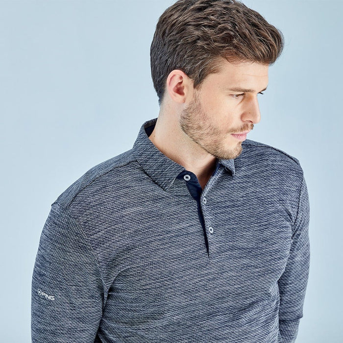 Ping Creek Men's Long Sleeve Polo Shirt - Navy Melange