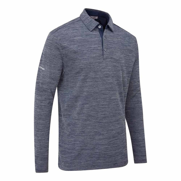 Ping Creek Men's Long Sleeve Polo Shirt - Navy Melange