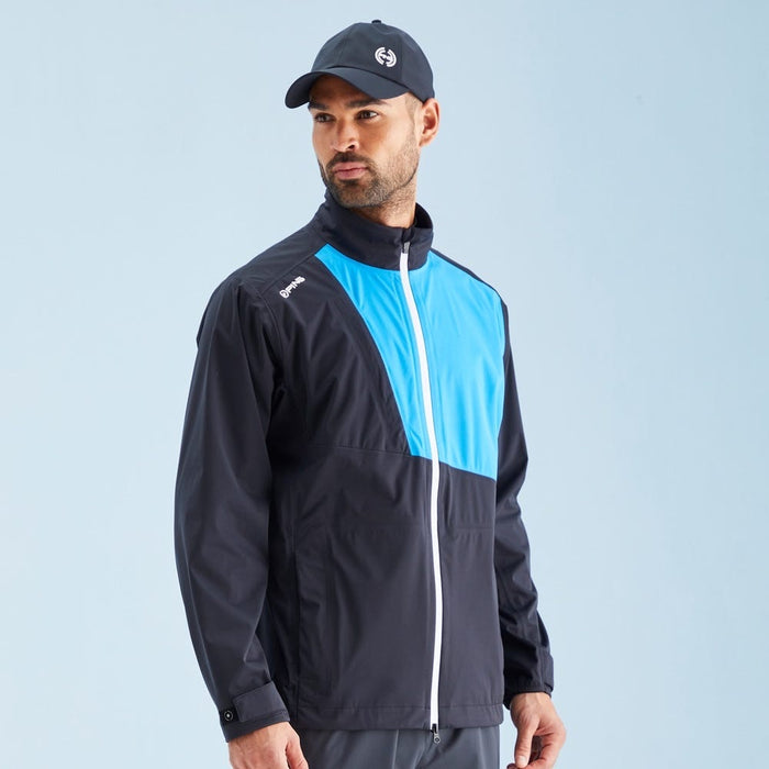 Ping Impervious Colour Block Men's Waterproof Jacket - Black/Brilliant Blue