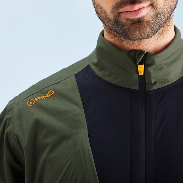 Ping Impervious Colour Block Men's Waterproof Jacket - Dark Olive/Black