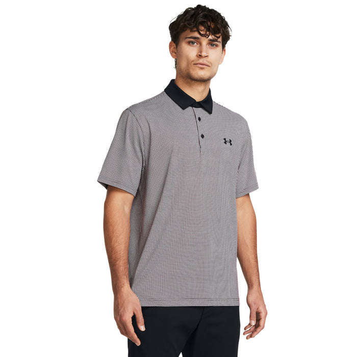 Under Armour Playoff 3.0 Printed Golf Polo Shirt - Black/Red Solstice