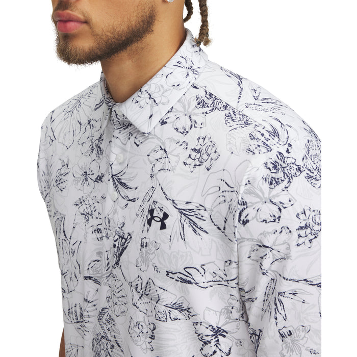 Under Armour Playoff 3.0 Golf Polo Shirt - White/Midnight Navy