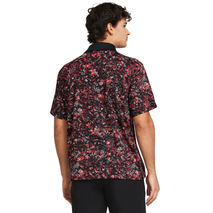 Under Armour T2G Printed Polo Golf Shirt - Black/Red Solstice
