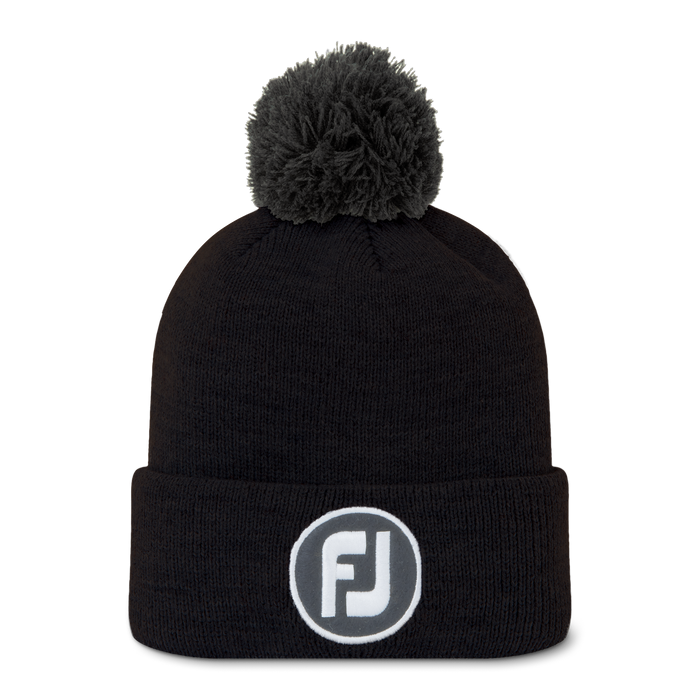 FootJoy Pom Pom Solid Knit Beanie Hat Colour - Black/Charcoal