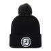 FootJoy Pom Pom Solid Knit Beanie Hat Colour - Black/Charcoal