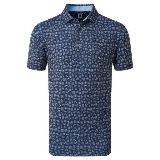 Footjoy Travel Print Navy Blue Mens Golf Shirt