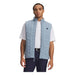 Under Armour Drive Pro insulated men's golf gilet in blue wind, featuring a quilted front design, zip-up front view.