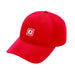 FootJoy Performance Golf Cap in red, featuring a white embroidered FJ logo on the front panel, side view.