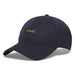 Titleist Birthplace of Golf Charleston navy merino wool cap with a noble brown leather patch, front view.