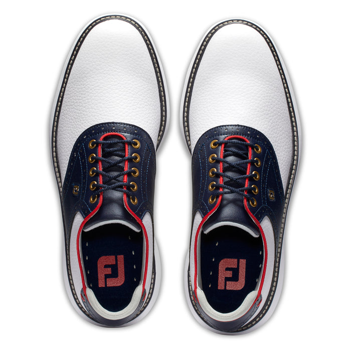 FootJoy Traditions Mens Golf Shoes - Limited Edition White/Navy/Red