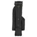 Mizuno BR-DRI waterproof golf stand bag in black, rear view showing the integrated stand mechanism and lime green logo.