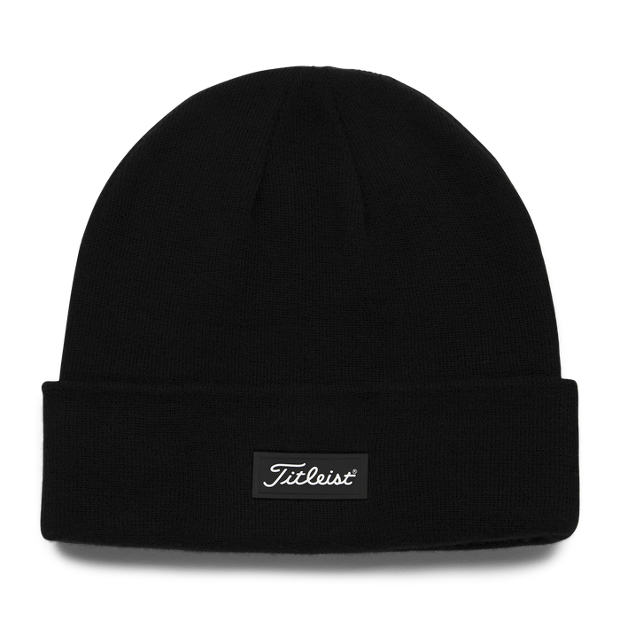 Titleist Charleston Cuff Knit Golf Beanie Hat - New - Black front view