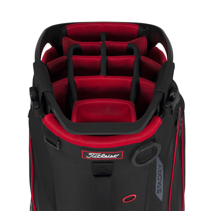 Titleist Hybrid 14 StaDry Golf Bag - Black/Black/Red