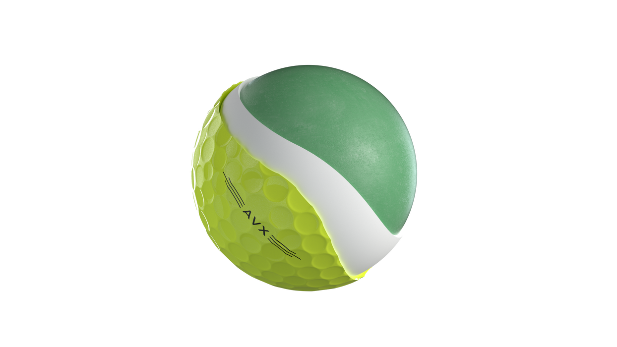 Titleist AVX Golf Balls - yellow ball technology view