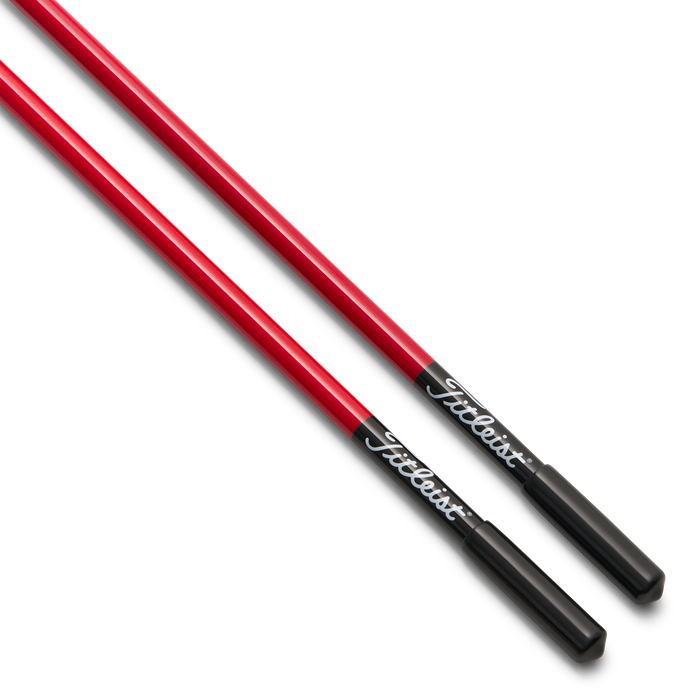 close up of Titleist Alignment Sticks in red