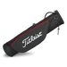 Titleist Carry Golf Pencil Bag in black and red showing the full length of bag and large titleist logo