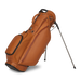 A brown leather golf Titleist LINKSLEGEND Classic Members II Golf Stand Bag with black trim and a silver metal stand leg, shown on a clean white background.