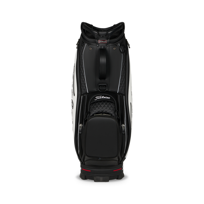 A Titleist Tour Series Tour Golf Bag II in black and white, shown from the back on a clean white background.