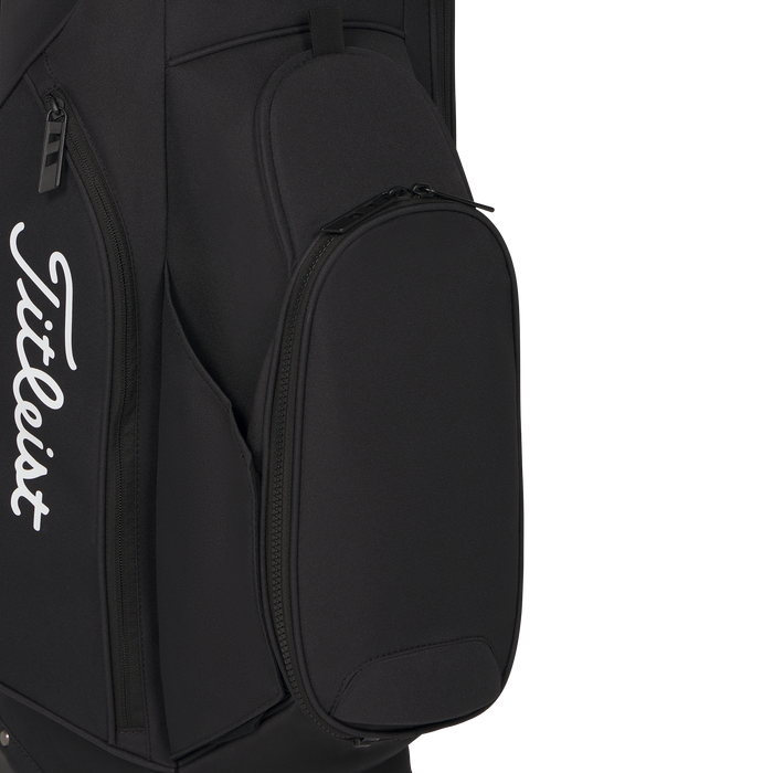 Titleist Players S4 Golf Stand Bag, in black. View of the golf ball pocket
