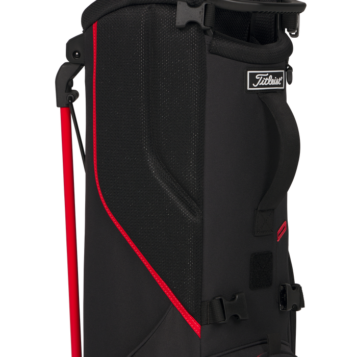 Titleist Players S4 Golf Stand Bag in black red close up of back pad