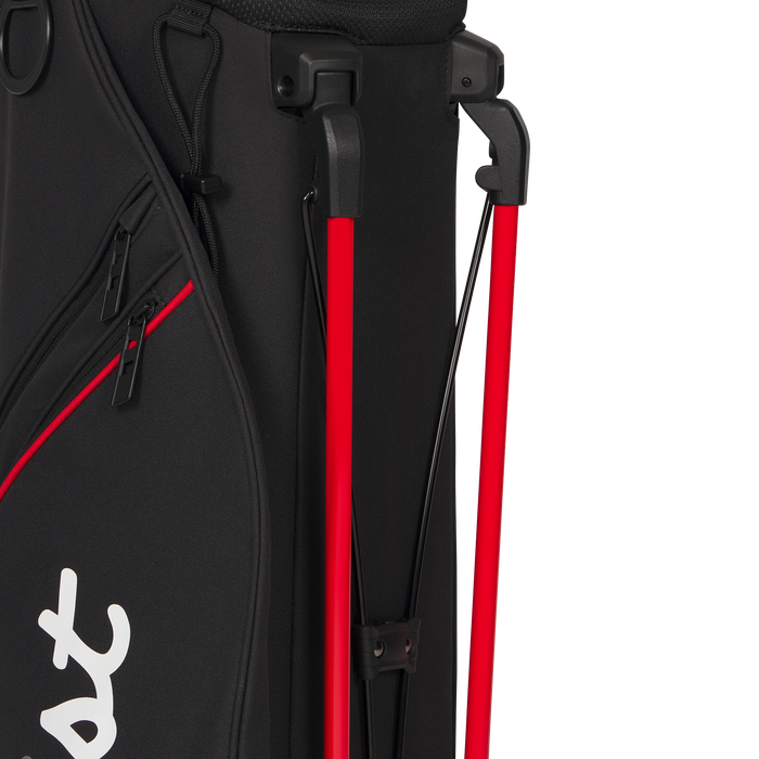 Titleist Players S4 Golf Stand Bag, in black red. Close up of the legs