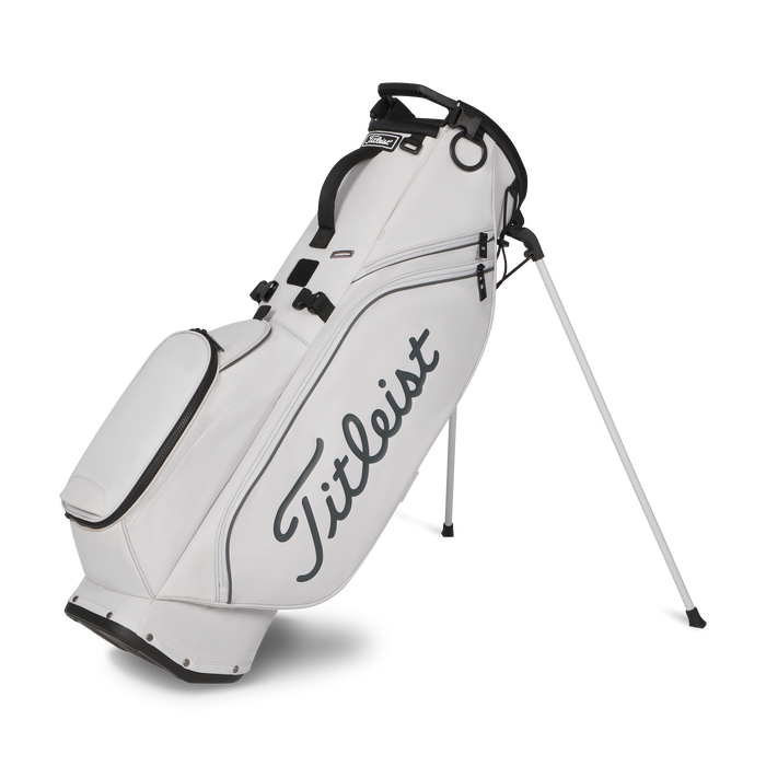 Titleist Players S4 Golf Stand Bag in light grey marble on its stand