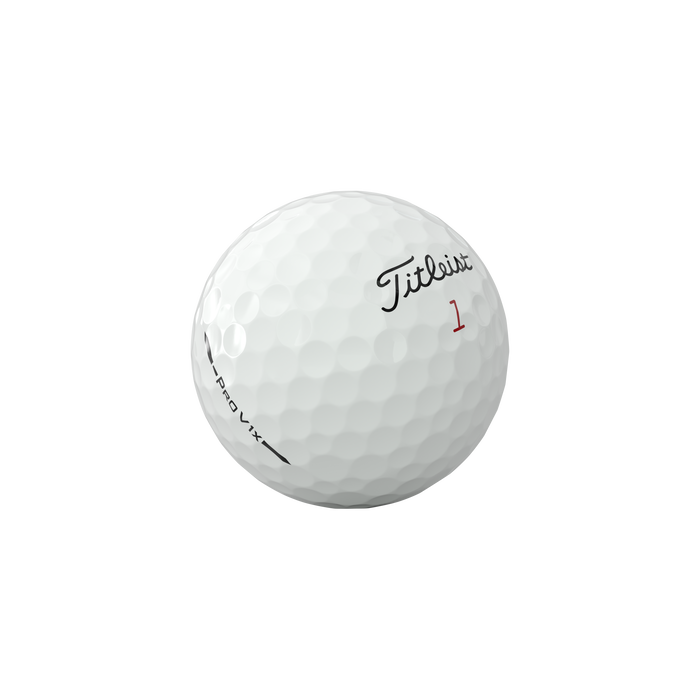 Titleist Pro V1x Left Dash Golf Balls - view of the individual ball showing both logos 
