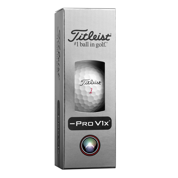 Titleist Pro V1x Left Dash Golf Balls - view of the sleeve of three golf balls